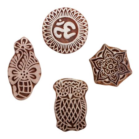 Set of 4 Piece New Mix Wooden Printing Blocks